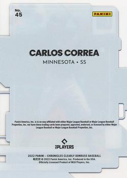 2022 Panini Chronicles - Clearly Donruss #45 Carlos Correa Back