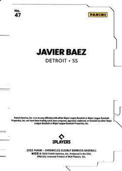 2022 Panini Chronicles - Clearly Donruss #47 Javier Baez Back