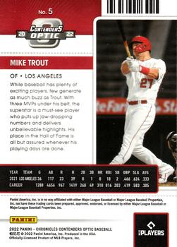 2022 Panini Chronicles - Contenders Optic #5 Mike Trout Back