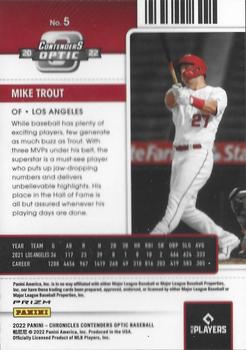 2022 Panini Chronicles - Contenders Optic Building Blocks #5 Mike Trout Back