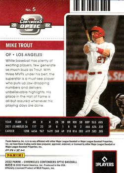 2022 Panini Chronicles - Contenders Optic Pink Pulsar #5 Mike Trout Back