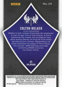 2022 Panini Chronicles - Crusade Pink Pulsar #14 Colton Welker Back