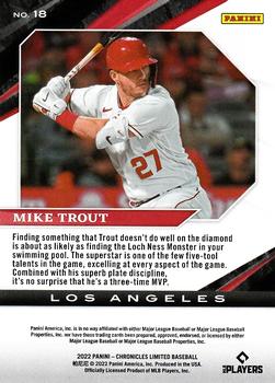 2022 Panini Chronicles - Limited #18 Mike Trout Back