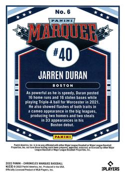2022 Panini Chronicles - Marquee #6 Jarren Duran Back