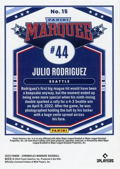 2022 Panini Chronicles - Marquee #15 Julio Rodriguez Back