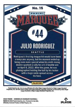 2022 Panini Chronicles - Marquee Red #15 Julio Rodriguez Back