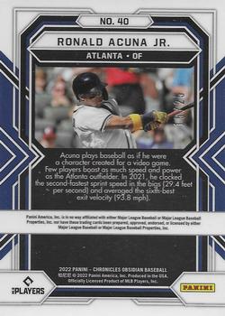 2022 Panini Chronicles - Obsidian Red #40 Ronald Acuna Jr. Back