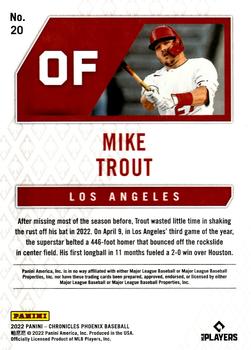 2022 Panini Chronicles - Phoenix Pink Pulsar #20 Mike Trout Back