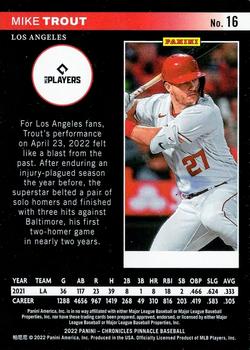2022 Panini Chronicles - Pinnacle #16 Mike Trout Back