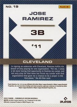 2022 Panini Chronicles - Recon #19 Jose Ramirez Back