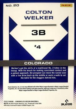 2022 Panini Chronicles - Recon #20 Colton Welker Back