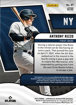 2022 Panini Chronicles - Revolution Astro #87 Anthony Rizzo Back