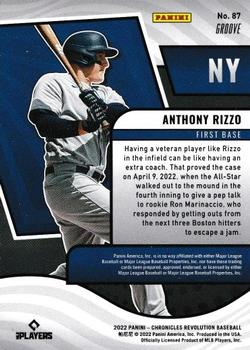 2022 Panini Chronicles - Revolution Groove #87 Anthony Rizzo Back