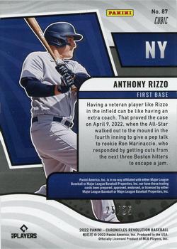 2022 Panini Chronicles - Revolution Cubic #87 Anthony Rizzo Back