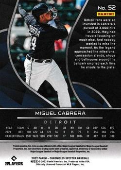 2022 Panini Chronicles - Spectra #52 Miguel Cabrera Back