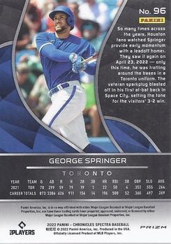 2022 Panini Chronicles - Spectra Holo #96 George Springer Back