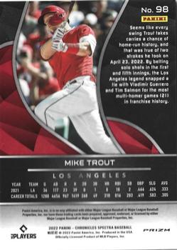 2022 Panini Chronicles - Spectra Holo #98 Mike Trout Back