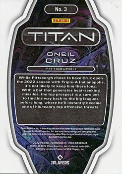2022 Panini Chronicles - Titan #3 Oneil Cruz Back