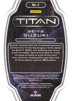 2022 Panini Chronicles - Titan #4 Seiya Suzuki Back