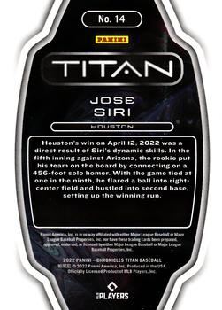 2022 Panini Chronicles - Titan #14 Jose Siri Back