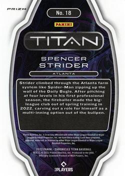 2022 Panini Chronicles - Titan Building Blocks #18 Spencer Strider Back