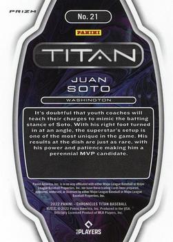 2022 Panini Chronicles - Titan Building Blocks #21 Juan Soto Back