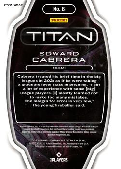 2022 Panini Chronicles - Titan Pink Pulsar #6 Edward Cabrera Back