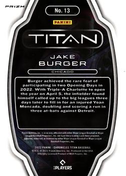 2022 Panini Chronicles - Titan Pink Pulsar #13 Jake Burger Back