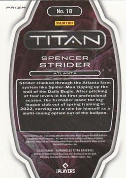 2022 Panini Chronicles - Titan Pink Pulsar #18 Spencer Strider Back