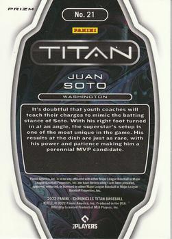 2022 Panini Chronicles - Titan Pink Pulsar #21 Juan Soto Back