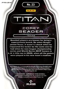 2022 Panini Chronicles - Titan Pink Pulsar #23 Corey Seager Back
