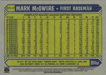 2022 Topps Update - 1987 Topps Baseball 35th Anniversary Chrome Silver Pack Black #T87C-47 Mark McGwire Back