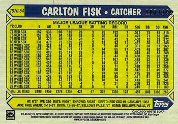 2022 Topps Update - 1987 Topps Baseball 35th Anniversary Chrome Silver Pack Black #T87C-54 Carlton Fisk Back