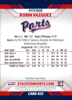 2022 Choice Stockton Ports #25 Robin Vazquez Back