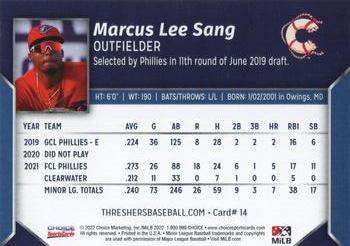 2022 Choice Clearwater Threshers #14 Marcus Lee Sang Back