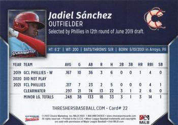 2022 Choice Clearwater Threshers #22 Jadiel Sanchez Back