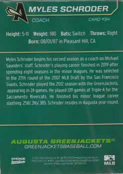 2022 Choice Augusta Greenjackets #34 Myles Schroder Back