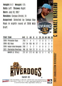 2022 Choice Charleston RiverDogs #03 Michael Berglund Back