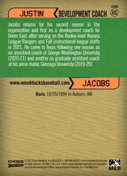 2022 Choice Down East Wood Ducks #32 Justin Jacobs Back