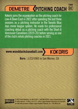 2022 Choice Down East Wood Ducks #33 Demetre Kokoris Back