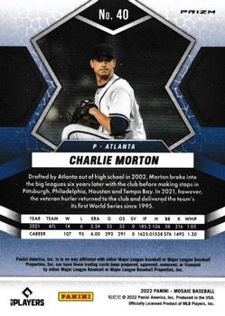 2022 Panini Mosaic - Reactive Orange Mosaic #40 Charlie Morton Back