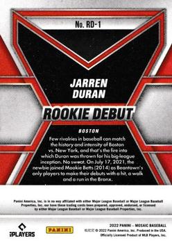 2022 Panini Mosaic - Rookie Debut #RD-1 Jarren Duran Back