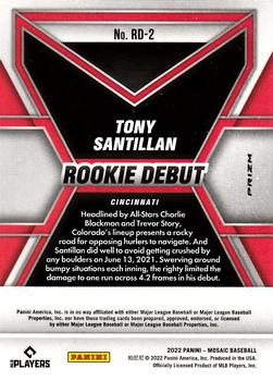 2022 Panini Mosaic - Rookie Debut Green Mosaic #RD-2 Tony Santillan Back