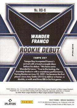 2022 Panini Mosaic - Rookie Debut Green Mosaic #RD-6 Wander Franco Back