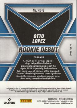 2022 Panini Mosaic - Rookie Debut Green Mosaic #RD-8 Otto Lopez Back