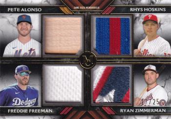 2022 Topps Museum Collection - Four-Player Primary Pieces Quad Relics Gold #FPR-AHFZ Pete Alonso / Freddie Freeman / Rhys Hoskins / Ryan Zimmerman Front