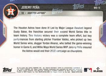 2022 Topps Now World Series Champions Houston Astros #WS-11 Jeremy Peña Back
