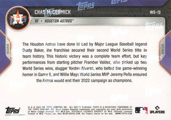 2022 Topps Now World Series Champions Houston Astros #WS-13 Chas McCormick Back