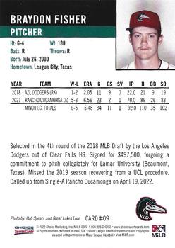 2022 Choice Great Lakes Loons #09 Braydon Fisher Back