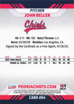 2022 Choice Peoria Chiefs #04 John Beller Back